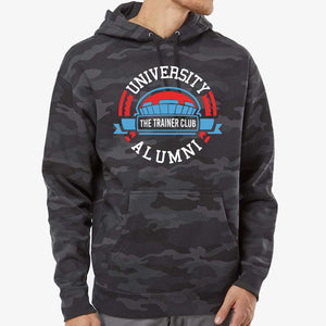 
                  
                    Load image into Gallery viewer, Trainer Club Camo Alumni Hooded Sweatshirt
                  
                