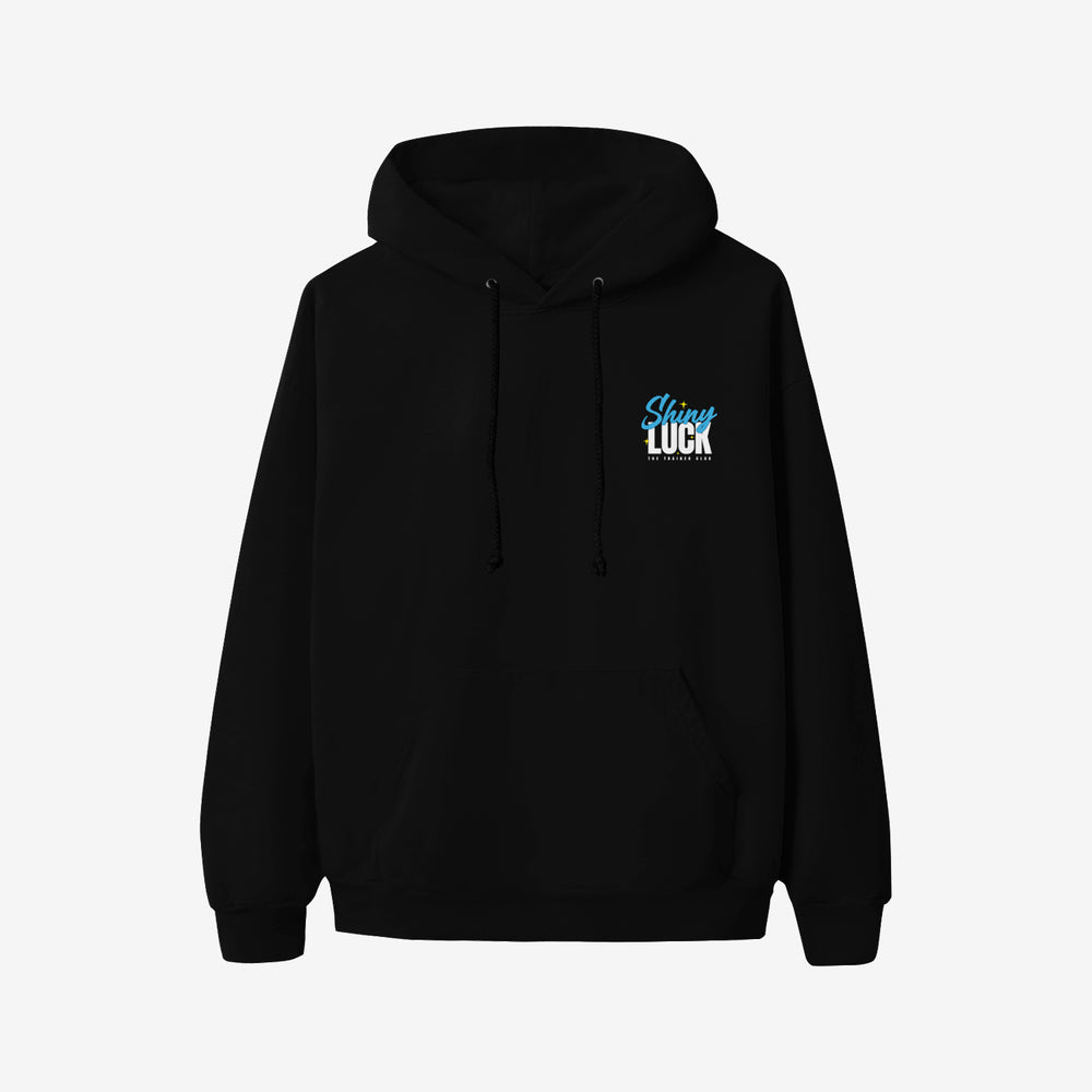 Shiny Luck Black Hoodie. Front Print.